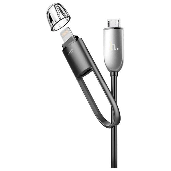 Cablu pentru telefon Hoco UPL01 USB Type-A/ Lightning, microUSB Black  photo 1