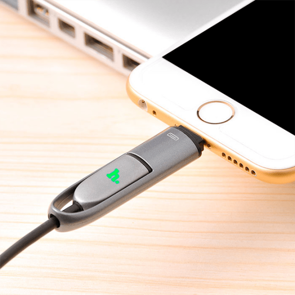 Cablu pentru telefon Hoco UPL01 USB Type-A/ Lightning, microUSB Black  photo 3
