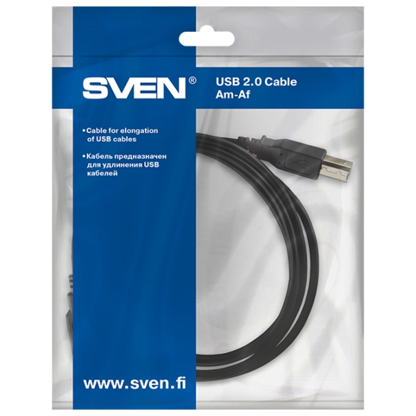 Кабель данных Sven USB 2.0 AM - AF USB Type-A/ USB Type-A Черный  photo 4