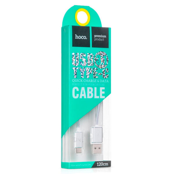 Кабель USB (Type-C) Hoco UPT01 Metal, Серебряный  photo 3