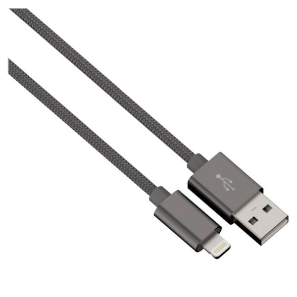 Кабель USB (8-pin) Hama (1m) Aluminium Nylon, Metalic Gray   photo 1