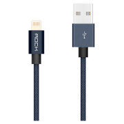 Кабель USB (8-pin) Rock (1м) Metal Nylon, Серебряный 