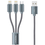 Cablu pentru telefon Rock Tarnish USB Type-A/ Lightning, microUSB Gray 