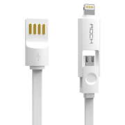 Кабель USB (8-pin/microUSB) Rock Charging, Белый 