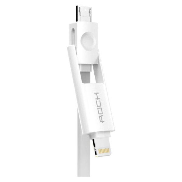 Кабель USB (8-pin/microUSB) Rock Charging, Белый  photo 3