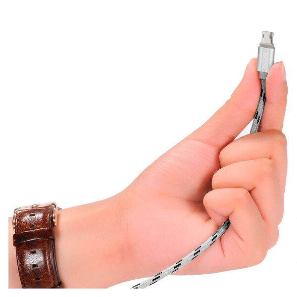 Кабель USB (microUSB) Hoco U6 Dual-Side, Серебряный  photo 2