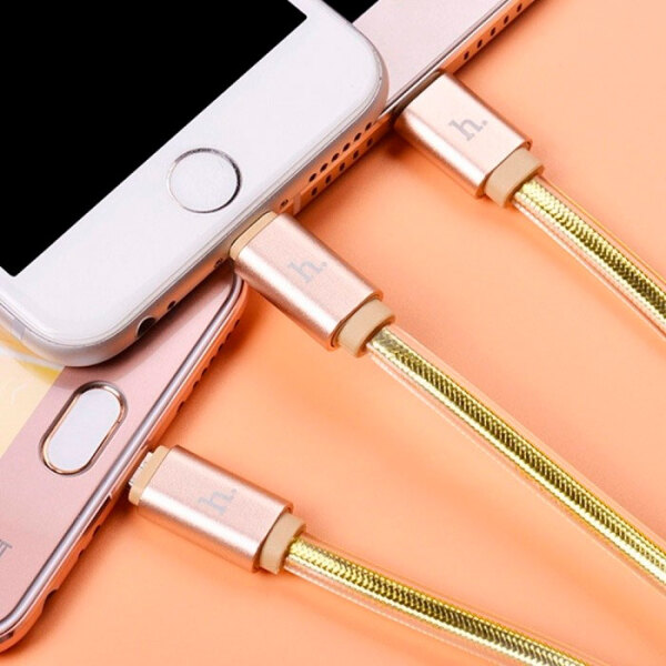 Кабель USB (8-pin/8-pin/microUSB) Hoco UPL12, Золотой  photo 2