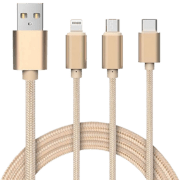 Cablu pentru telefon Hoco X2 Rapid Charging USB Type-A/ microUSB, USB Type-C, Lightning Gold 