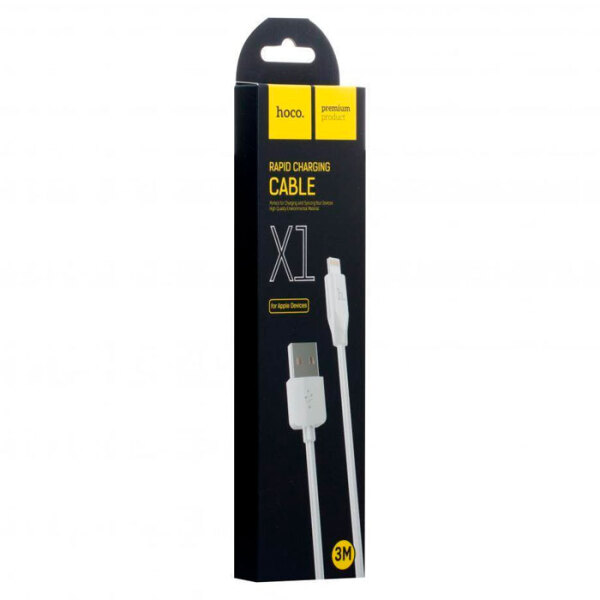 Кабель USB (8-pin) Hoco X1 Rapid Charging (3м), Белый  photo 3