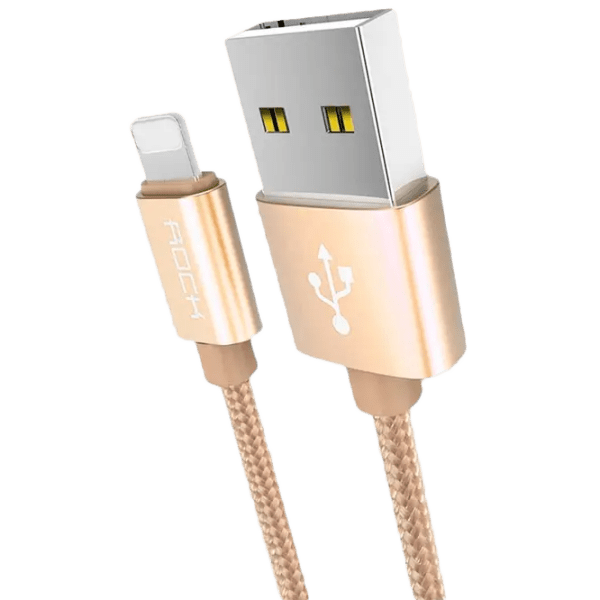 Cablu pentru telefon Rock Metal USB Type-A/ Lightning Gold  photo 1