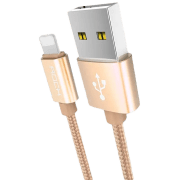Cablu pentru telefon Rock Metal USB Type-A/ Lightning Gold 