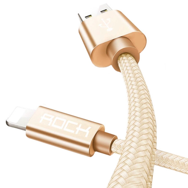 Cablu pentru telefon Rock Metal USB Type-A/ Lightning Gold  photo 2