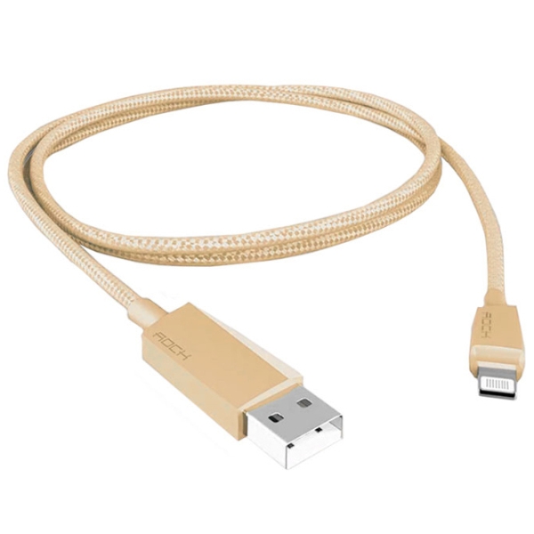 Cablu pentru telefon Rock Metal USB Type-A/ Lightning Gold  photo 3