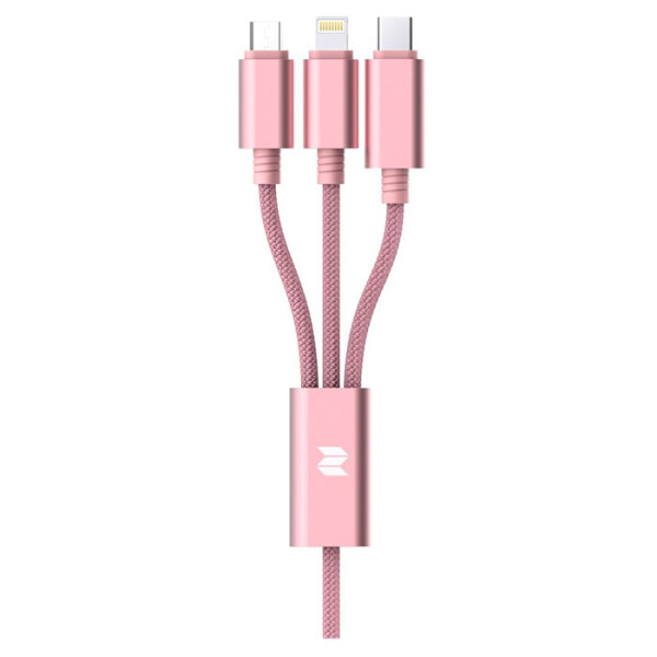 Кабель USB (8-pin/microUSB/Type-C) Rock (1.2м) Version B, Розовое Золото  photo 1