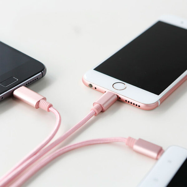 Кабель USB (8-pin/microUSB/Type-C) Rock (1.2м) Version B, Розовое Золото  photo 2
