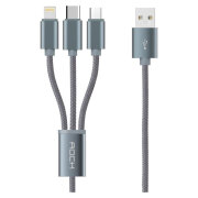 Кабель USB (8-pin/microUSB/Type-C) Rock (1.2м) Version B, Серебряный 