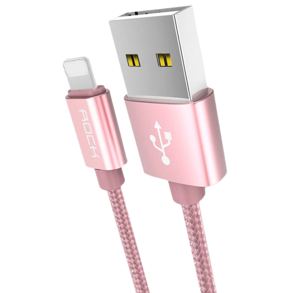 Cablu pentru telefon Rock Metal USB Type-A/ Lightning Pink  photo 1