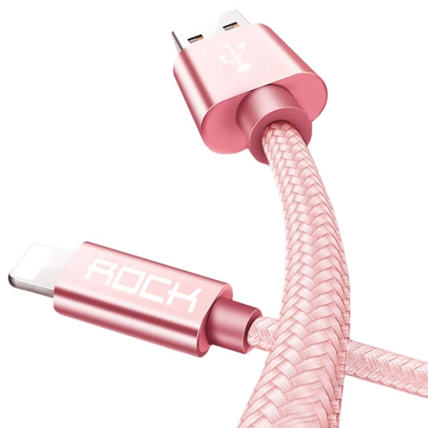 Cablu pentru telefon Rock Metal USB Type-A/ Lightning Pink  photo 2