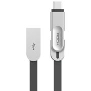 Cablu pentru telefon Rock Cobblestone USB Type-A/ microUSB, USB Type-C Black 