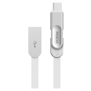 Кабель USB (Type-C/microUSB) Rock (1м) Cobblestone, Белый 