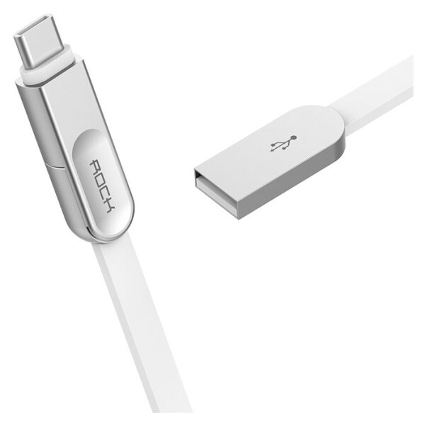 Кабель USB (Type-C/microUSB) Rock (1м) Cobblestone, Белый  photo 2
