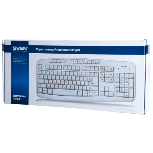 Tastatură Sven Comfort 3050 White Home and Office, Cu fir photo 5