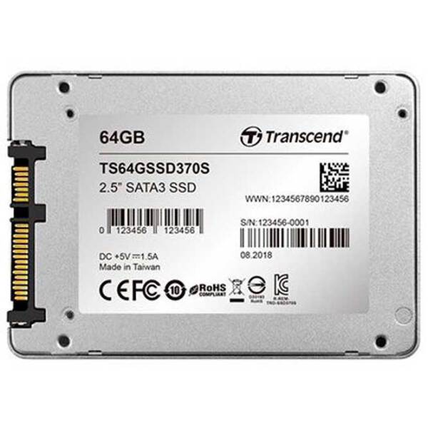 SSD Transcend SSD370S 2.5'' 64 ГБ Скорость чтения: 520 MБ/ с,
Скорость записи: 100 МБ/ с photo 3