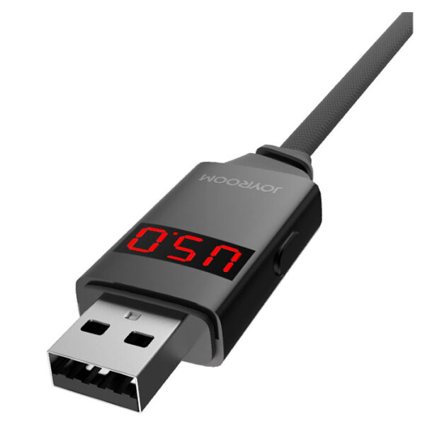 Cablu USB (microUSB) JoyRoom Intelligent Cable with Led Digital Display (1m), Black  photo 2