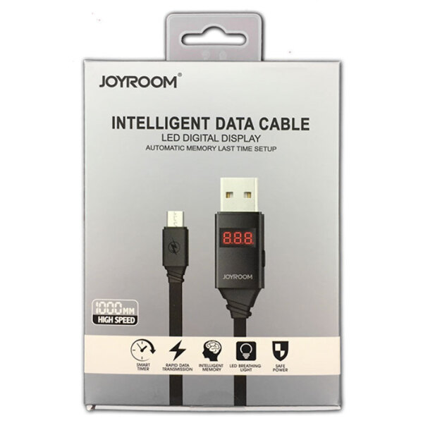 Cablu USB (microUSB) JoyRoom Intelligent Cable with Led Digital Display (1m), Black  photo 4