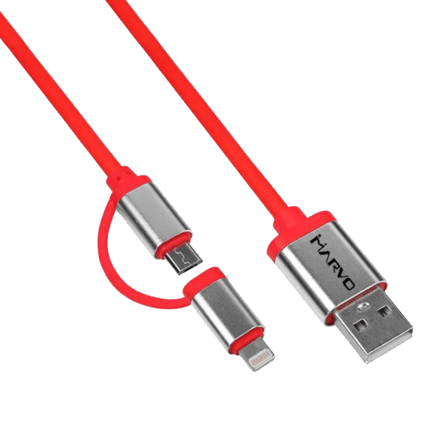 Cablu pentru telefon Marvo UC-049 USB Type-A/ Lightning, microUSB Red  photo 1