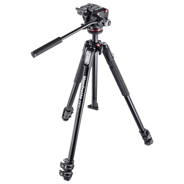 Trepied Manfrotto 190X ALU 3 KIT FLUID HEAD Black Pe podea photo 1