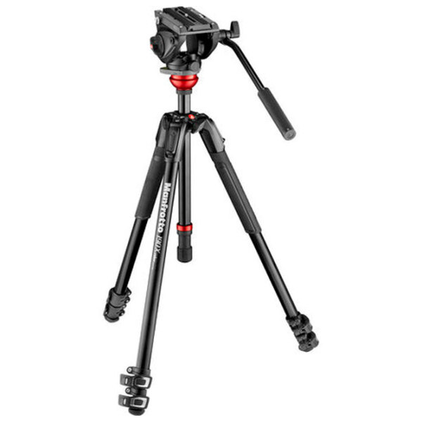 Trepied Manfrotto 190X ALU 3 KIT FLUID HEAD Black Pe podea photo 2