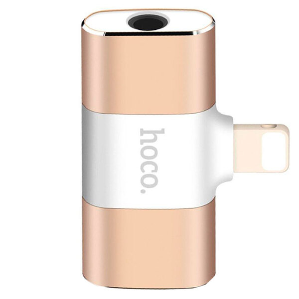 Hoco Digital Audio Converter for Apple LS1 with 2A charging, Золотой  photo 1