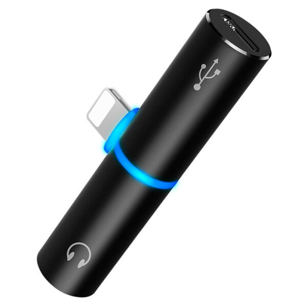 Adapter Hoco 8-pin LS4 T 3.5 mm + 8-pin (2A), Black  photo 1