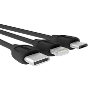 Cablu pentru telefon Remax RC-050th USB Type-A/ microUSB, USB Type-C, Lightning Black 