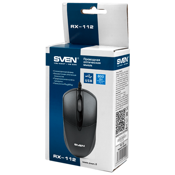 Mouse Sven RX-112 Black Cu fir, 1000 dpi photo 5