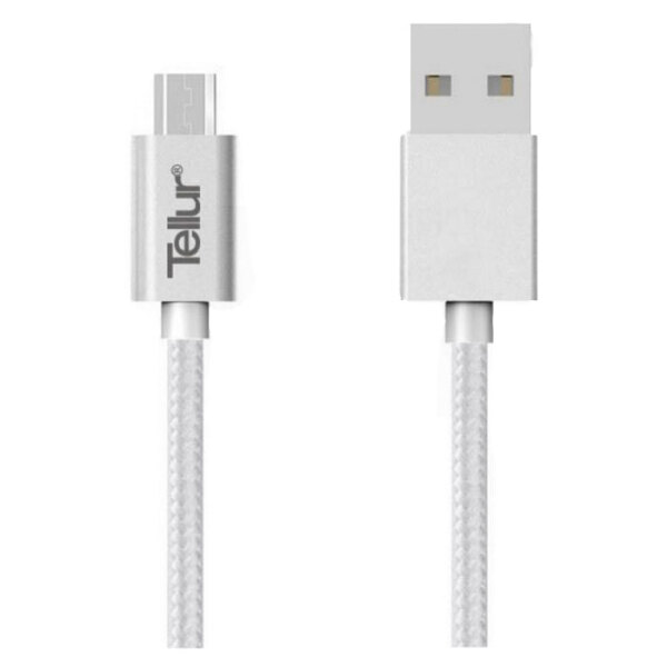 Кабель USB (microUSB), Tellur (1m) Nylon TLL155131, Серый  photo 1