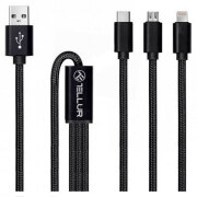 Кабель USB (8-pin/microUSB/Type-C), Tellur (1m) TLL-155211, Черный 