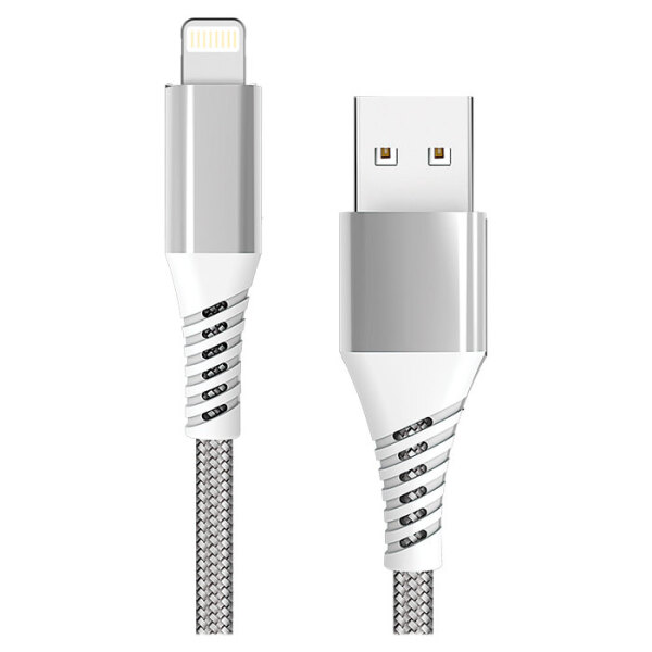 Кабель USB (8-pin), Screen Geeks (1m) Nylon, Серебряный  photo 1