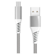 Кабель USB (microUSB), Screen Geeks (1m) Nylon, Серебряный 