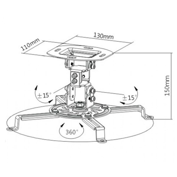 Projector Mount Brateck PRB-18F Universal, Black  photo 2