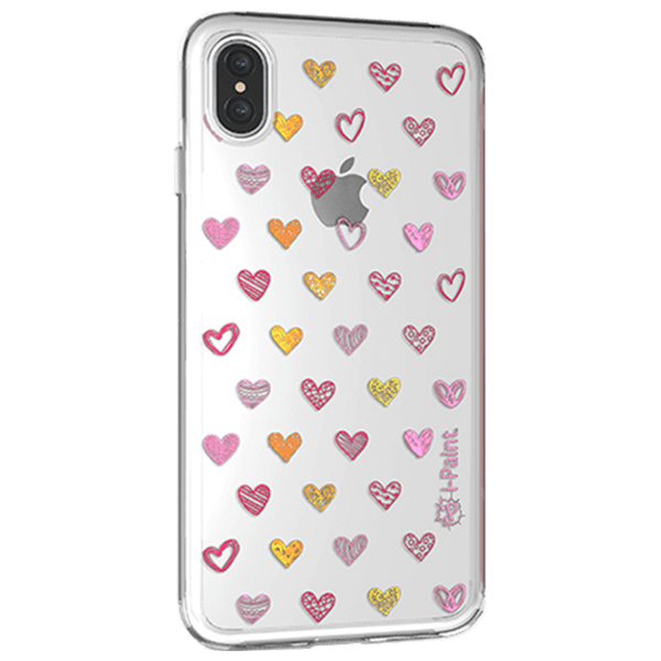 Чехол для смартфона Apple iPhone X (Hearts) Heart Прозрачный i-Paint, TPU, Back photo 1