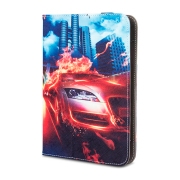 Чехол Flip Universal Tablet 7-8 GreenGo, Burning car 
