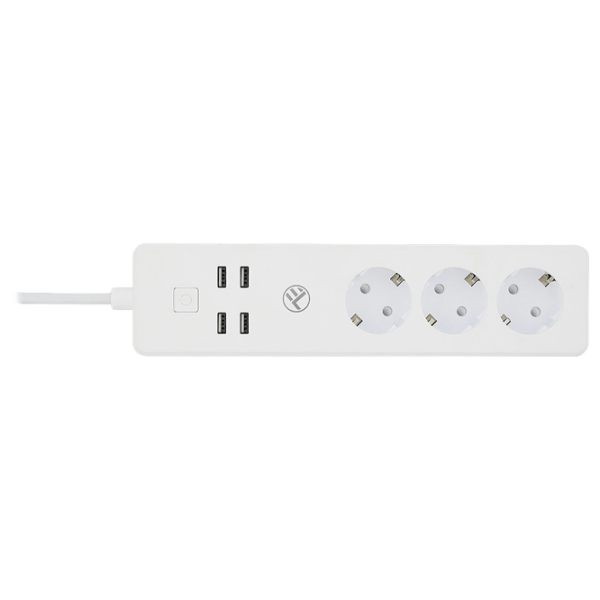 Surge Protector Tellur WiFi (3 Sockets, 4*USB, 1.8m) TLL331031, White  photo 1