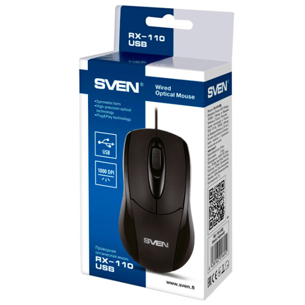 Mouse Sven RX-110 Black Cu fir, 1000 dpi photo 4