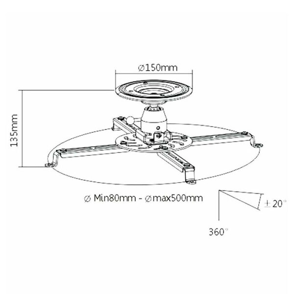 Projector Mount Brateck PRB-16-04F Universal, White  photo 3