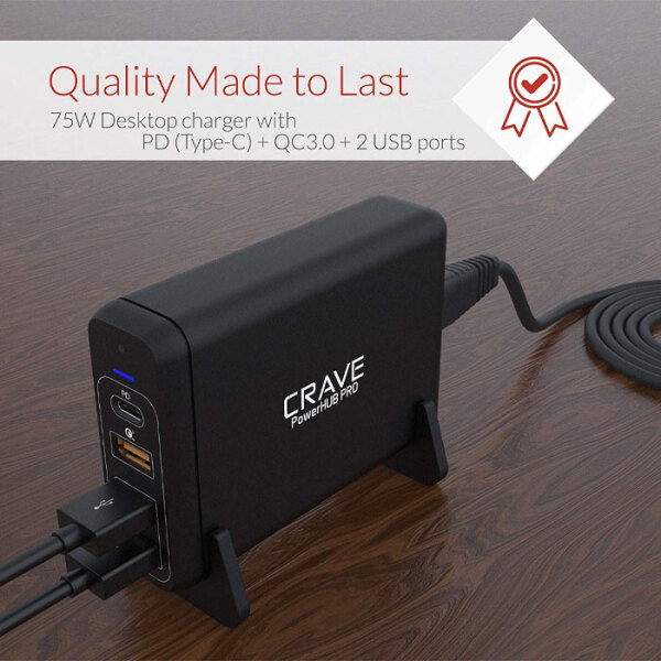 Încărcător de rețea CRAVE PowerHub Pro CRVPHPEU101 (75 W) Black 2.4 A / Black photo 4