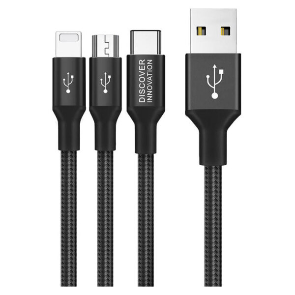 Кабель USB (8-pin/microUSB/Type-C), Nillkin Swift (1.5m), Черный  photo 1