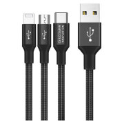 Кабель USB (8-pin/microUSB/Type-C), Nillkin Swift (1.5m), Черный 