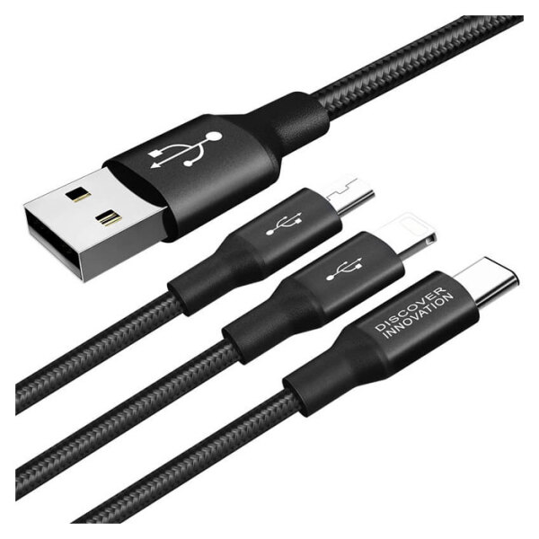 Кабель USB (8-pin/microUSB/Type-C), Nillkin Swift (1.5m), Черный  photo 3